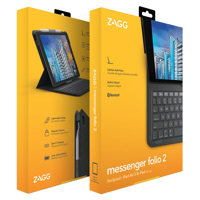 ZAGG Messenger Folio 2 Keyboard and Case for Apple iPad 10.2 / Air 10.5 / Pro 10.5 Charcoal