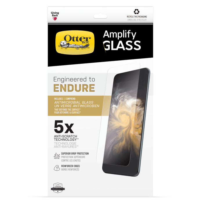 OtterBox Amplify Antimicrobial Glass Screen Protector for Apple iPhone 14 / 13 / 13 Pro Clear