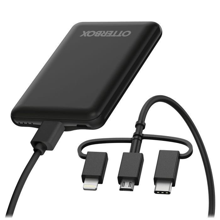 OtterBox Mobile Charging Kit Power Bank 5,000 mAh and 3 in 1 Cable 1m Black