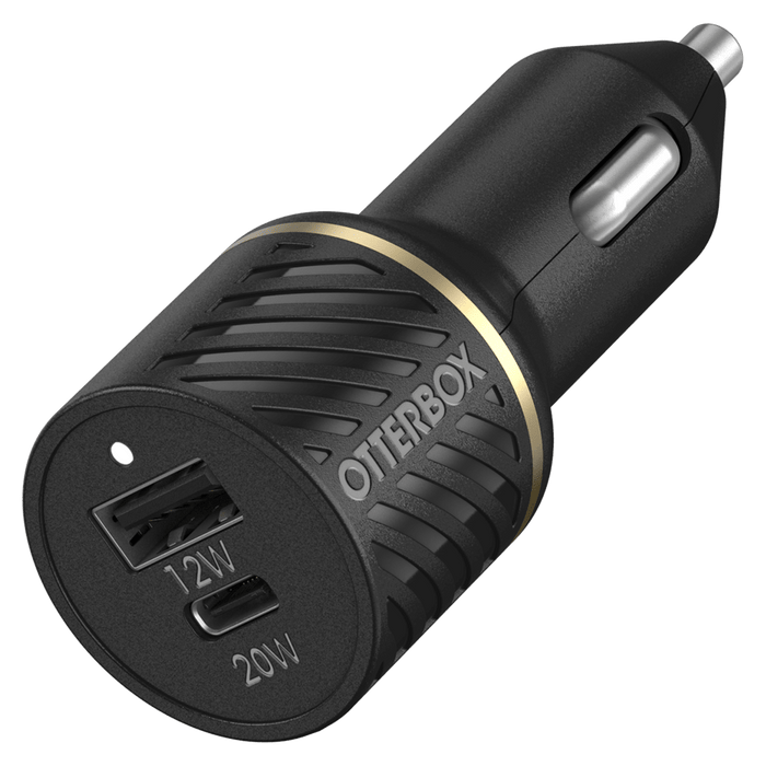 OtterBox Fast Charge PD USB C and USB A Dual Port Car Charger Black Shimmer
