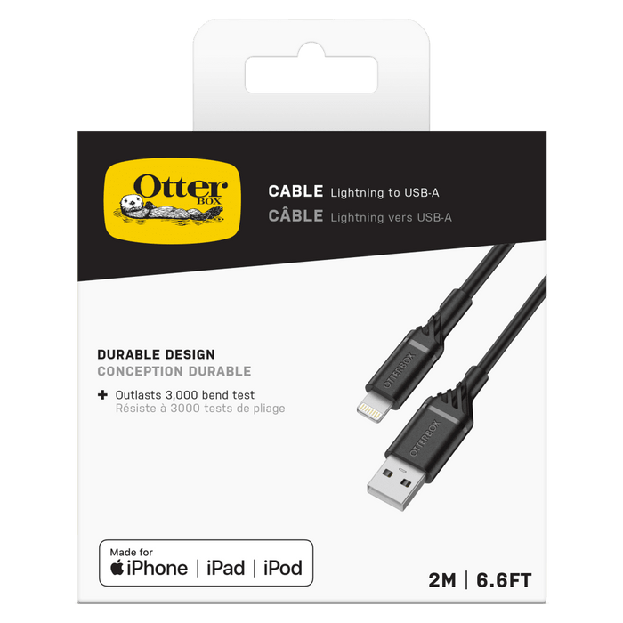 OtterBox Standard USB A to Apple Lightning Cable 2m Black