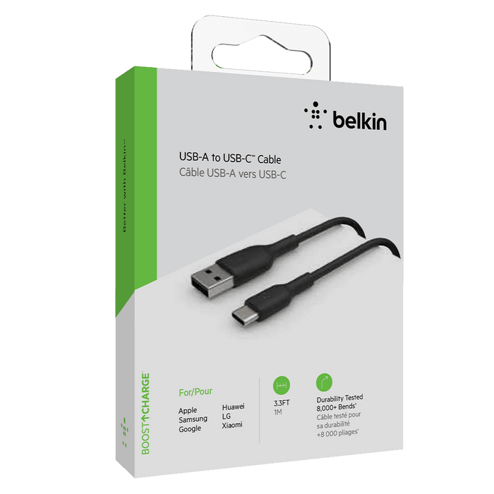 Belkin Boost Up Charge USB A to USB C Cable 3ft Black