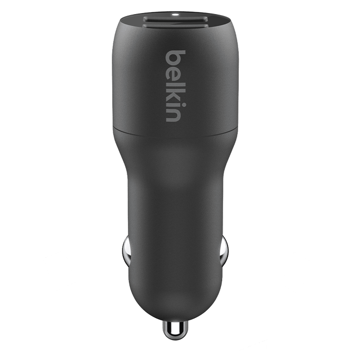 Belkin Dual Port USB A Car Charger 24W with USB A to USB C Cable 3ft Black