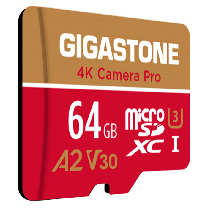 Gigastone MicroSD A1 V30 Memory Card 64GB Red and Gold