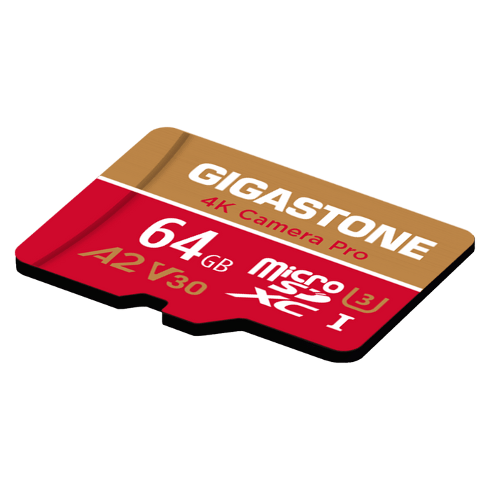 Gigastone MicroSD A1 V30 Memory Card 64GB Red and Gold