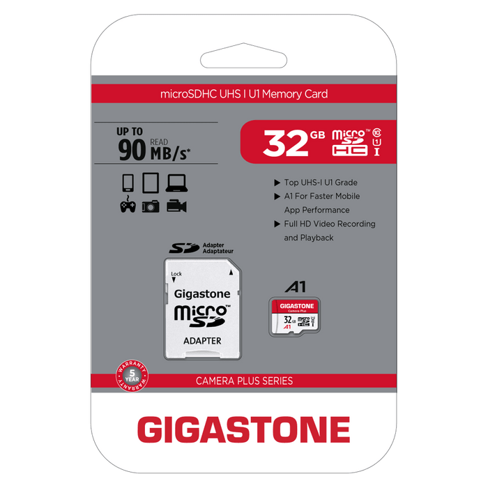 Gigastone MicroSDHC Memory Card 32GB Black