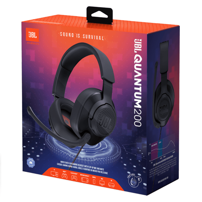 JBL Quantum 200 Wired Over Ear Gaming Headset Black