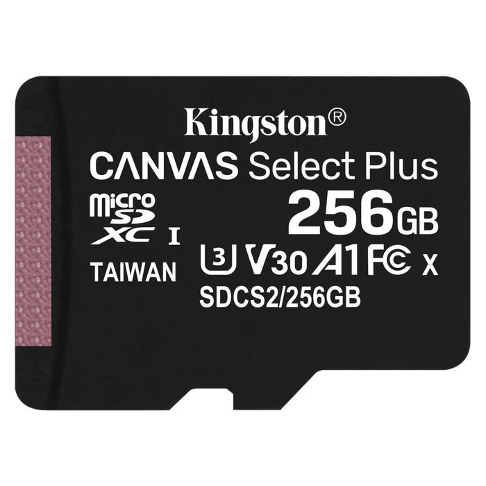 Kingston microSDXC Canvas Select Plus 256GB Memory Card and Adapter Black