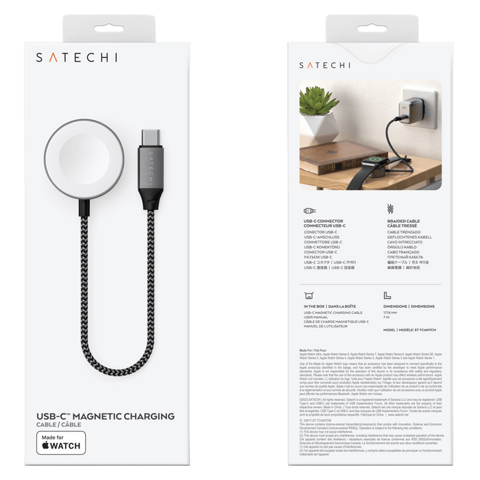 Satechi USB C Magnetic Charging Cable for Apple Watch Space Gray