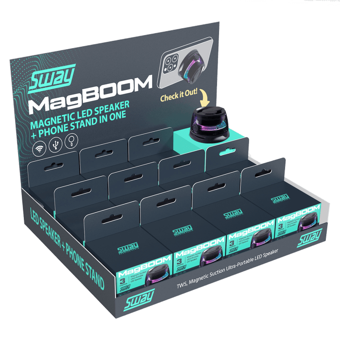 Sway MagBoom LED Magnetic Bluetooth Speaker (12 Pack) Black