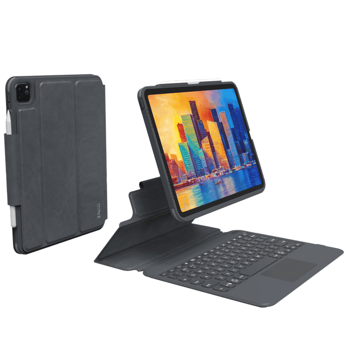 ZAGG Pro Keys Bluetooth Keyboard Case for Apple iPad Pro 11 (2021 / 2020 / 2018) Black and Gray