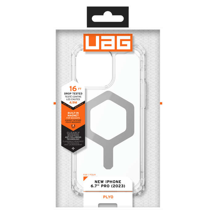 Urban Armor Gear (UAG) Plyo MagSafe Case for Apple iPhone 15 Pro Max Ice and Silver