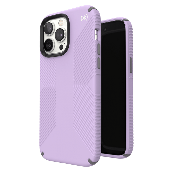Speck Presidio Grip 2 MagSafe Case for Apple iPhone 14 Pro Max Spring Purple and Cloudy Grey