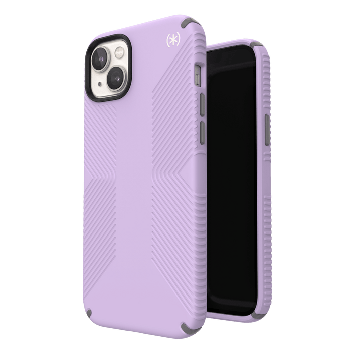 Speck Presidio Grip 2 MagSafe Case for Apple iPhone 14 Plus Spring Purple and Cloudy Grey