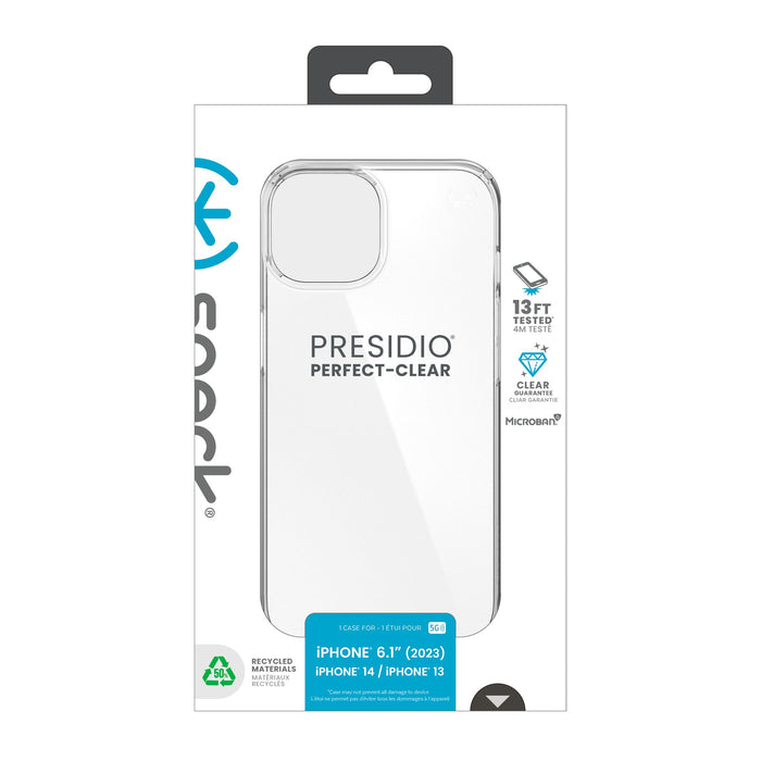 Speck Presidio Perfect Clear Case for Apple iPhone 15 / iPhone 14 / iPhone 13 / iPhone 16e Clear