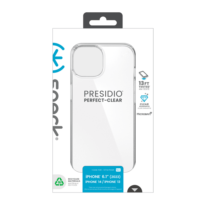 Speck Presidio Perfect Clear Case for Apple iPhone 15 / iPhone 14 / iPhone 13 Clear