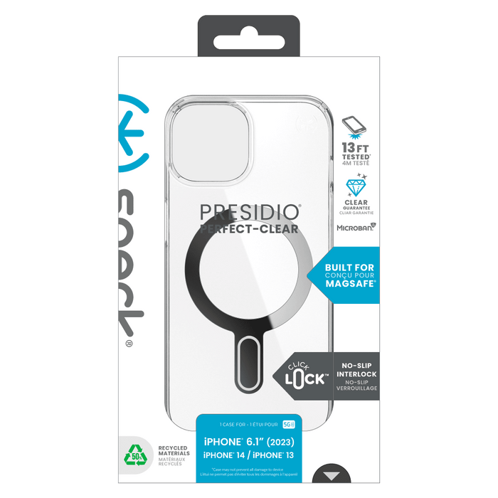 Speck Presidio Perfect Clear MagSafe Case for Apple iPhone 15 / iPhone 14 / iPhone 13 Clear