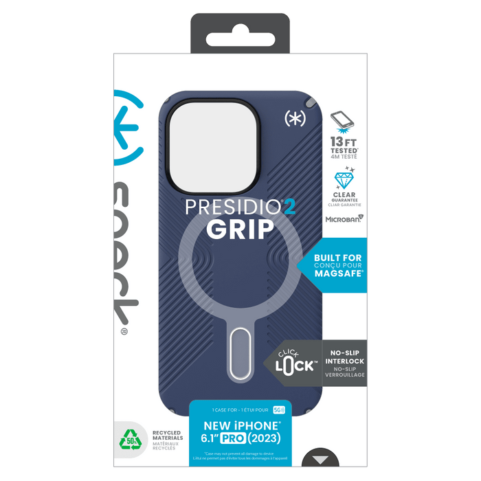 Speck Presidio2 Grip MagSafe Case for Apple iPhone 15 Pro Coastal Blue