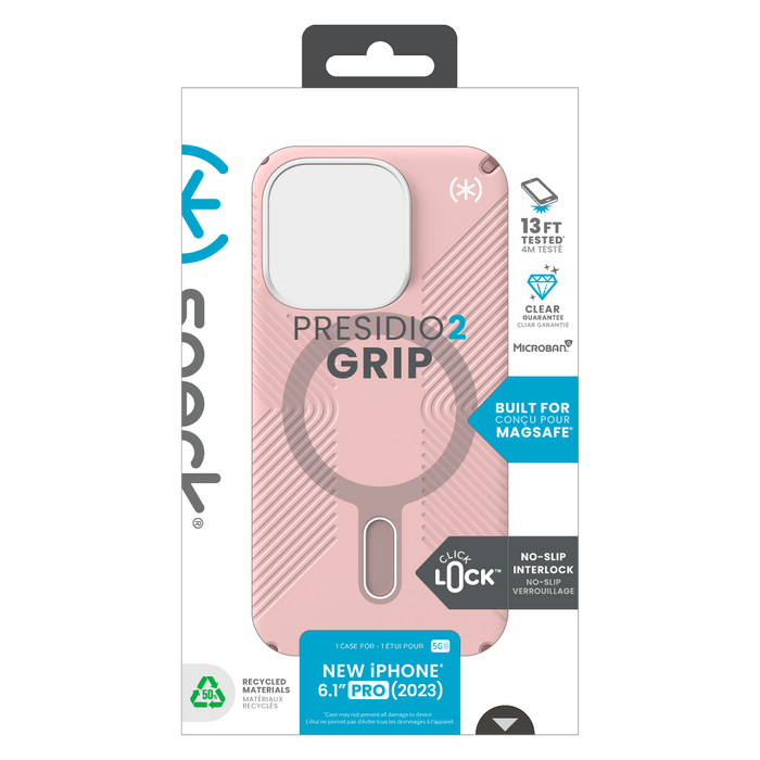 Speck Presidio2 Grip MagSafe Case for Apple iPhone 15 Pro Dahlia Pink