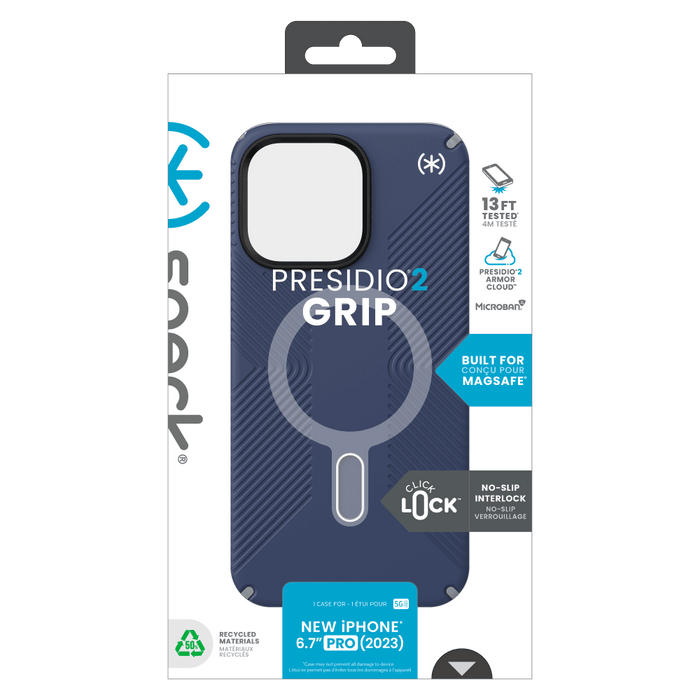 Speck Presidio2 Grip MagSafe Case for Apple iPhone 15 Pro Max Coastal Blue