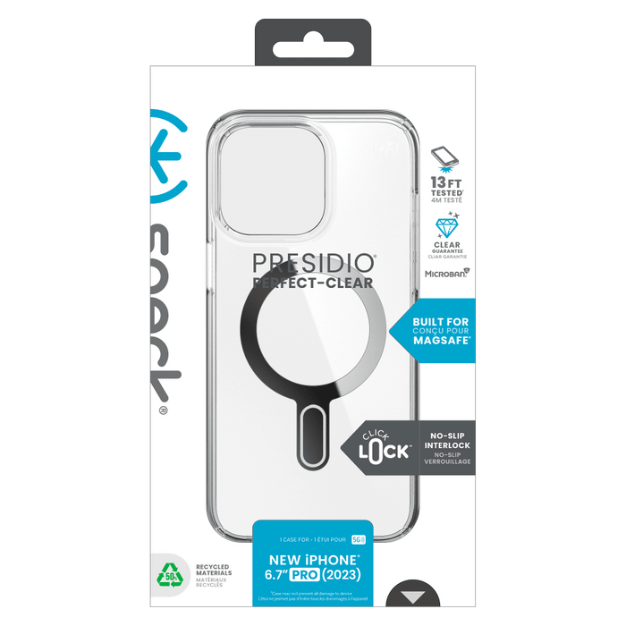 Speck Presidio Perfect Clear MagSafe Case for Apple iPhone 15 Pro Max Clear