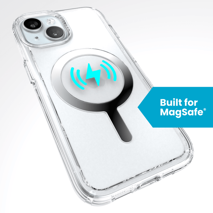 Speck Gemshell MagSafe Case for Apple iPhone 15 / iPhone 14 / iPhone 13 Clear and Chrome