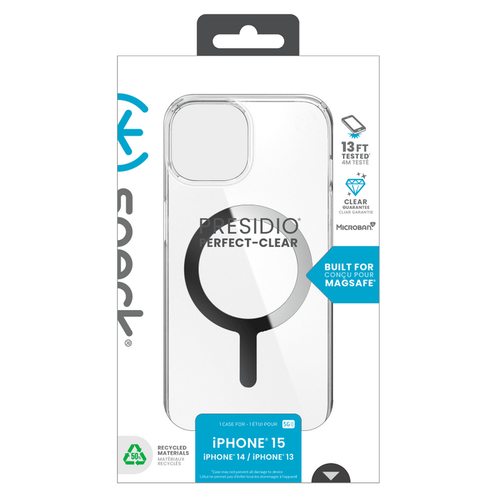Speck Presidio Clear MagSafe Case for Apple iPhone 15 / iPhone 14 / iPhone 13 / iPhone 16e Clear
