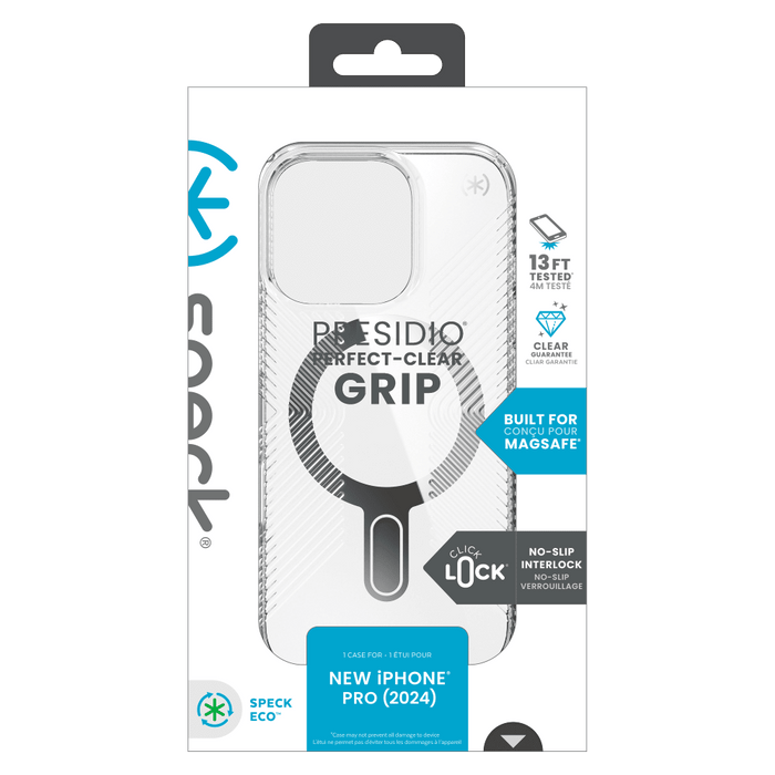 Speck Presidio Perfect Clear Grip Case with ClickLock for Apple iPhone 16 Pro