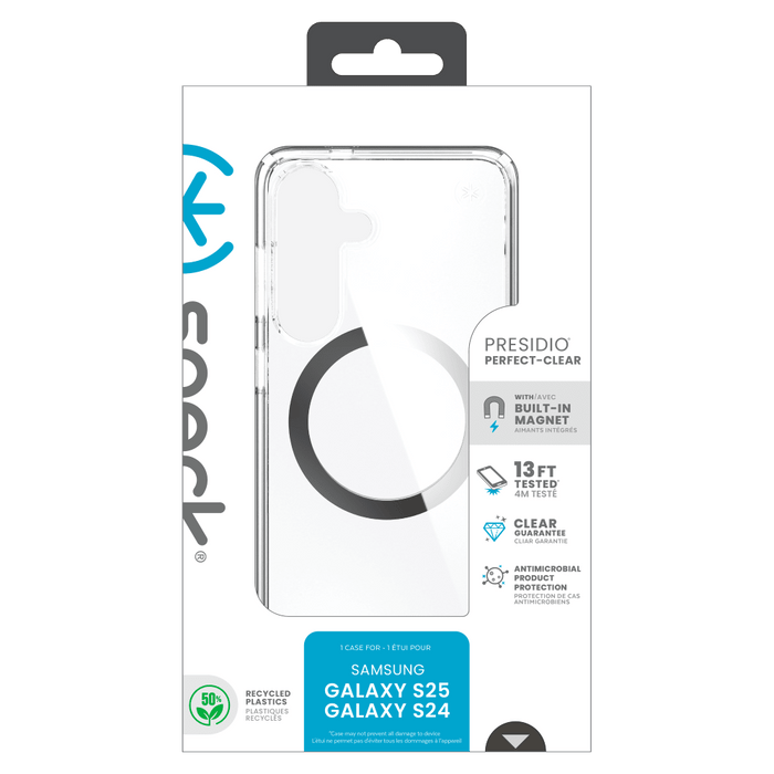 Speck Presidio Perfect Clear Case with Magnet for Samsung Galaxy S25 Clear