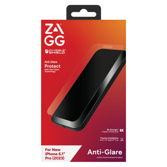 ZAGG InvisibleShield Glass Elite Antimicrobial AntiGlare Glass Screen Protector for Apple iPhone 15 Pro Clear