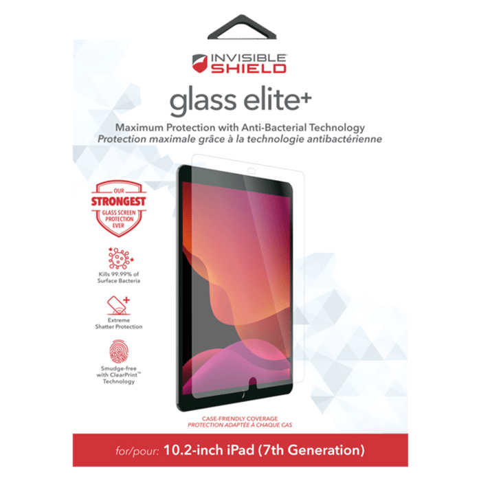 ZAGG InvisibleShield Glass Elite VisionGuard Plus Glass Screen Protector for Apple iPad 10.2 Clear