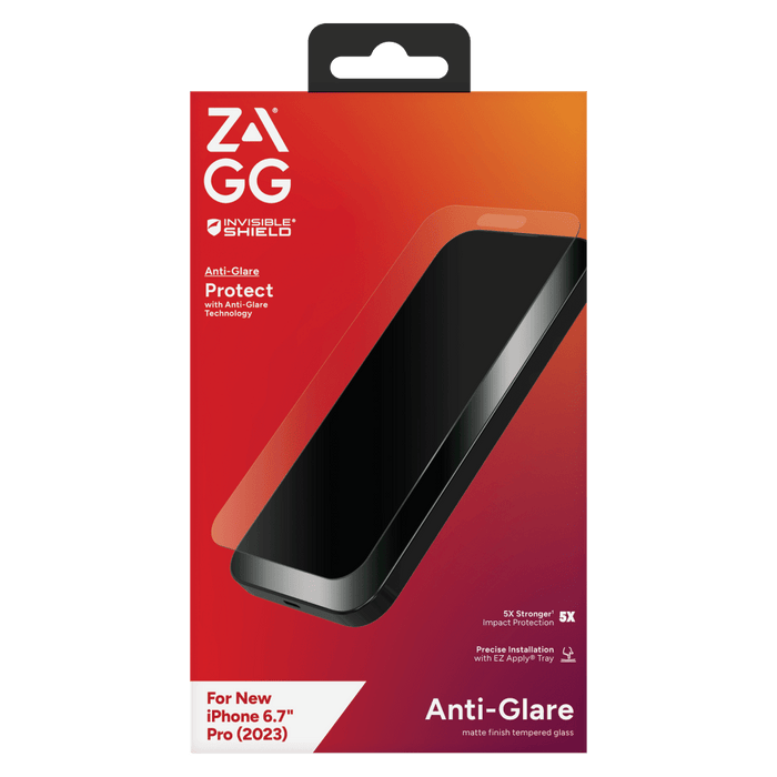 ZAGG InvisibleShield Glass Elite Antimicrobial Anti-Glare Glass Screen Protector for Apple iPhone 15 Pro Max Clear