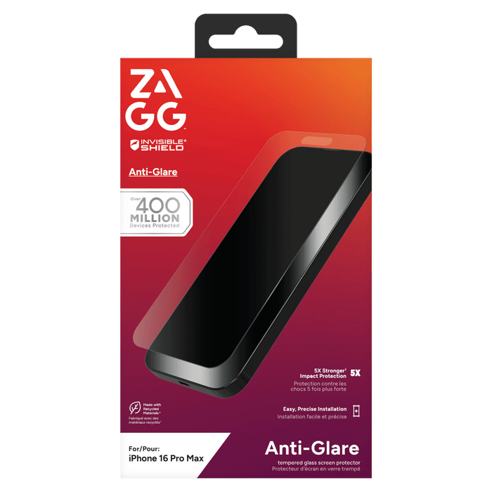 ZAGG Invisible Shield Glass Elite Anti-Glare Screen Protector for Apple iPhone 16 Pro Max