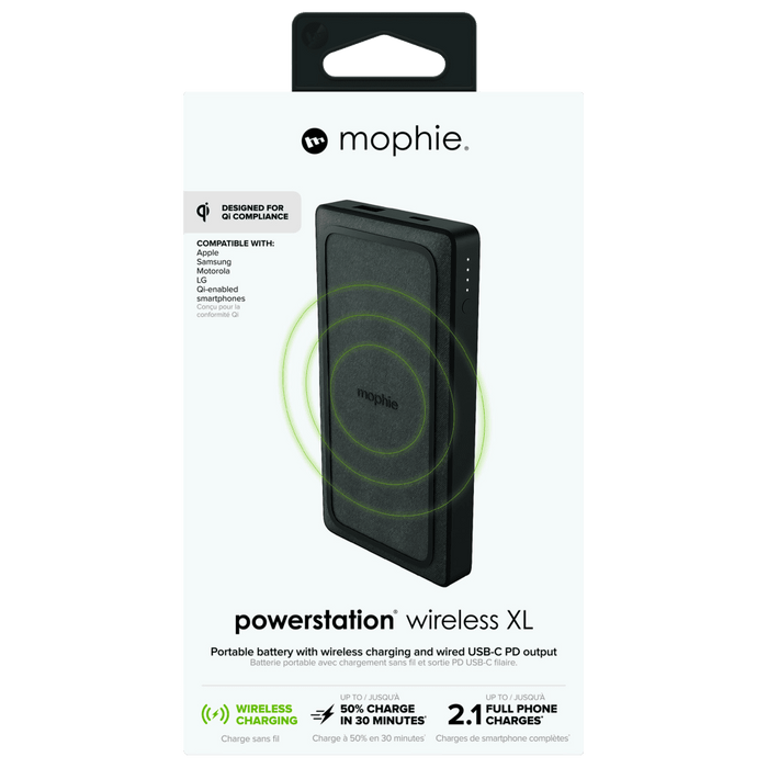 mophie PowerStation Wireless XL Power Bank 10,000 mAh Black