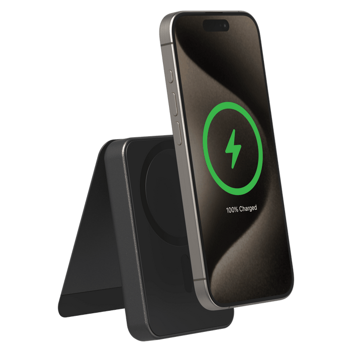 mophie Snap Plus Qi2 Universal Portable Battery with Stand 5,000 mAH Black