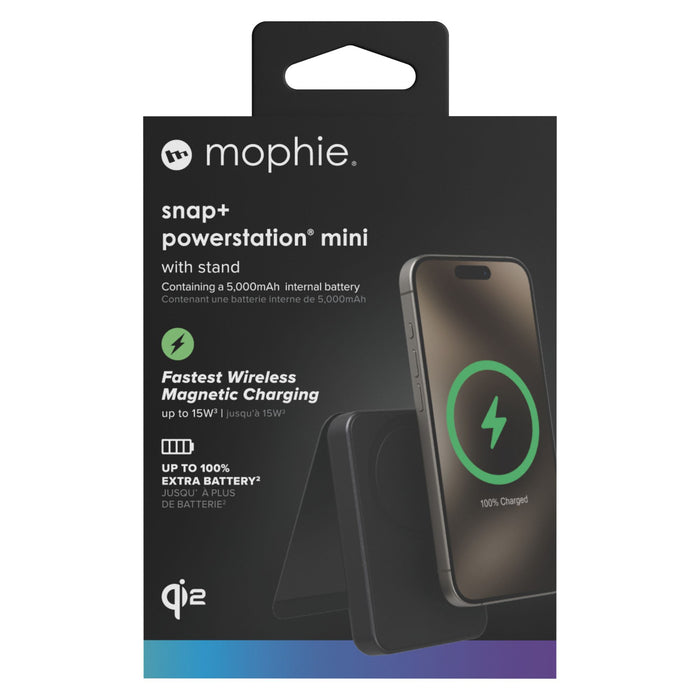 mophie Snap Plus Qi2 Universal Portable Battery with Stand 5,000 mAH Black