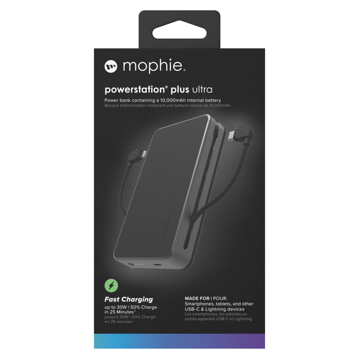 mophie Powerstation Plus Ultra 2024 10K Power Bank with Integrated Cables and AC Plug