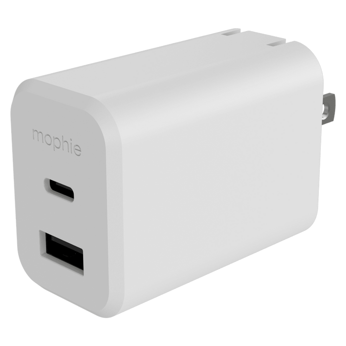 mophie 42W GaN Dual Port USB C and USB A Wall Charger White