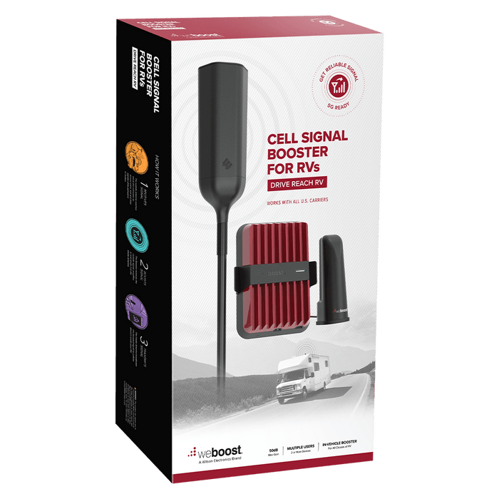 weBoost Drive Reach RV Cellular Signal Booster Kit Red and Black