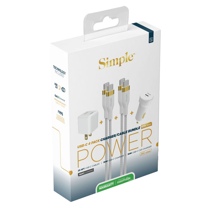 Simple USB-C Power Charging 4 Piece Bundle