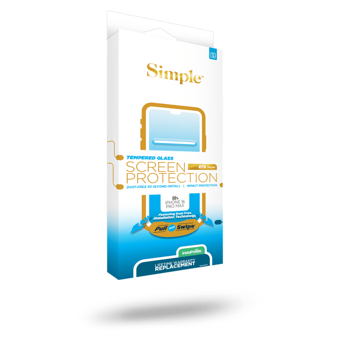 Simple Guided Tempered Glass Screen Protector for Apple iPhone 16 Pro Max