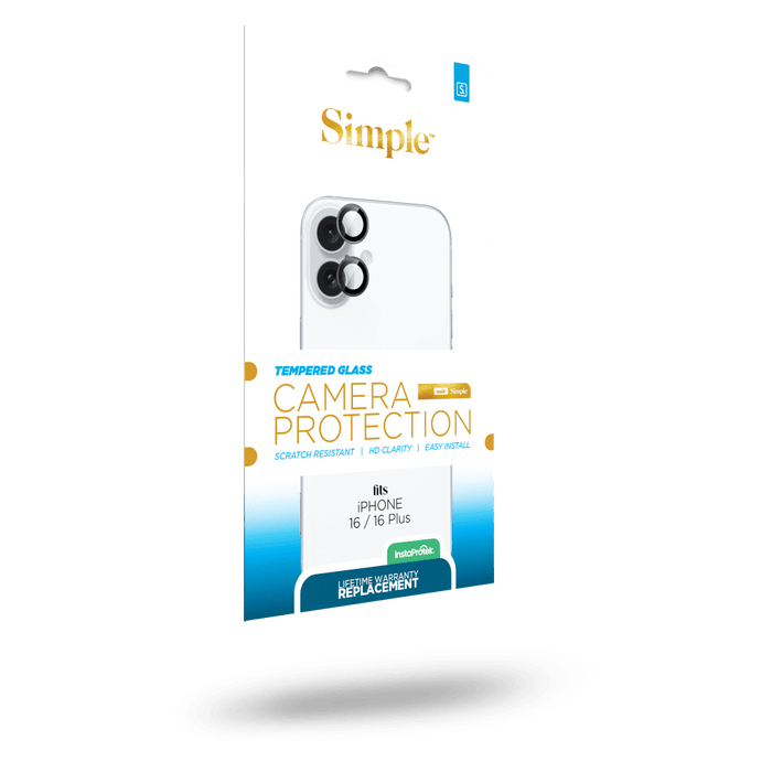 Simple Camera Lens Tempered Glass Screen Protector for Apple iPhone 16 Clear