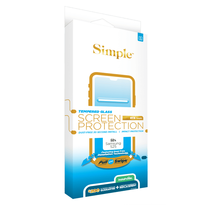 Simple $200 Guided Tempered Glass for Samsung Galaxy S25 Clear