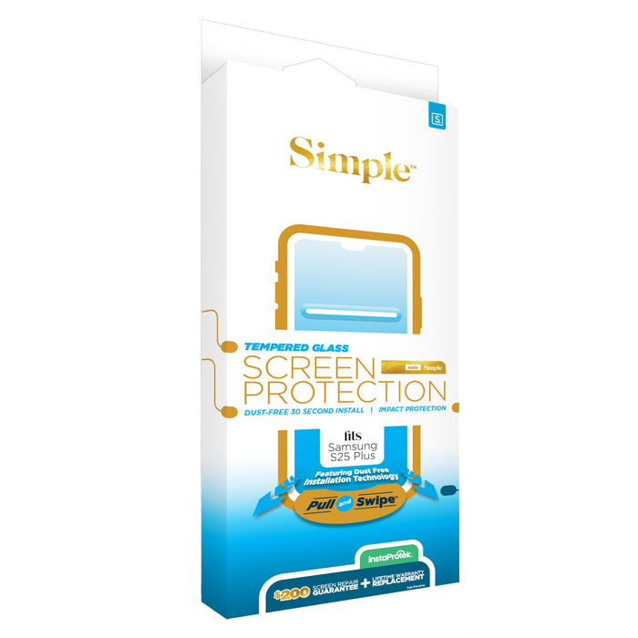 Simple $200 Guided Tempered Glass for Samsung Galaxy S25 Plus Clear