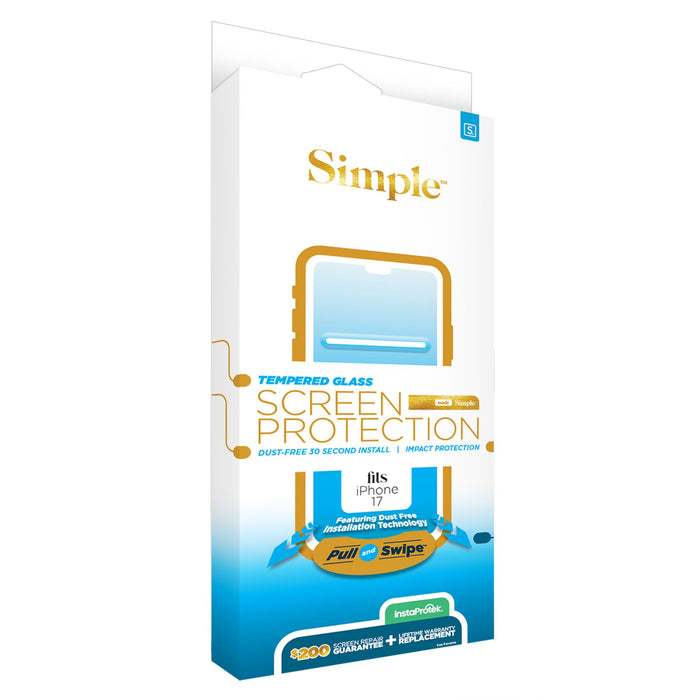 Simple $200 Guided Tempered Glass Screen Protector for Apple iPhone 17