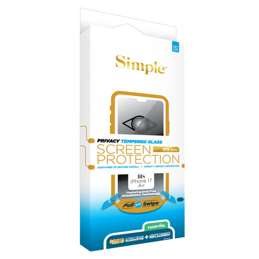 Simple $200 Privacy Dust Removal Guided Tempered Glass Screen Protector for Apple 2025 iPhone 6.5 Air