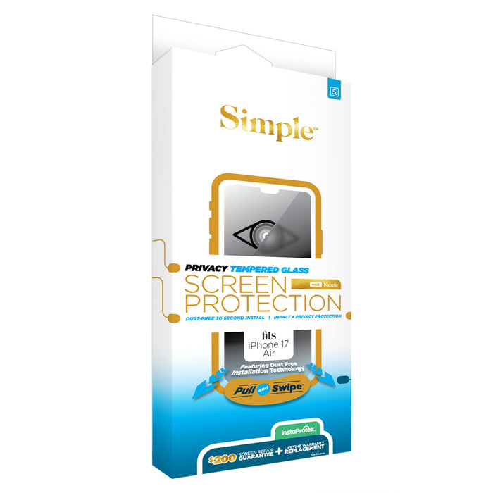 Simple $200 Privacy Dust Removal Guided Tempered Glass Screen Protector for Apple 2025 iPhone 6.5 Air