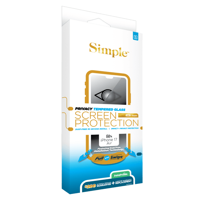 Simple $200 Privacy Dust Removal Guided Tempered Glass Screen Protector for Apple 2025 iPhone 6.5 Air