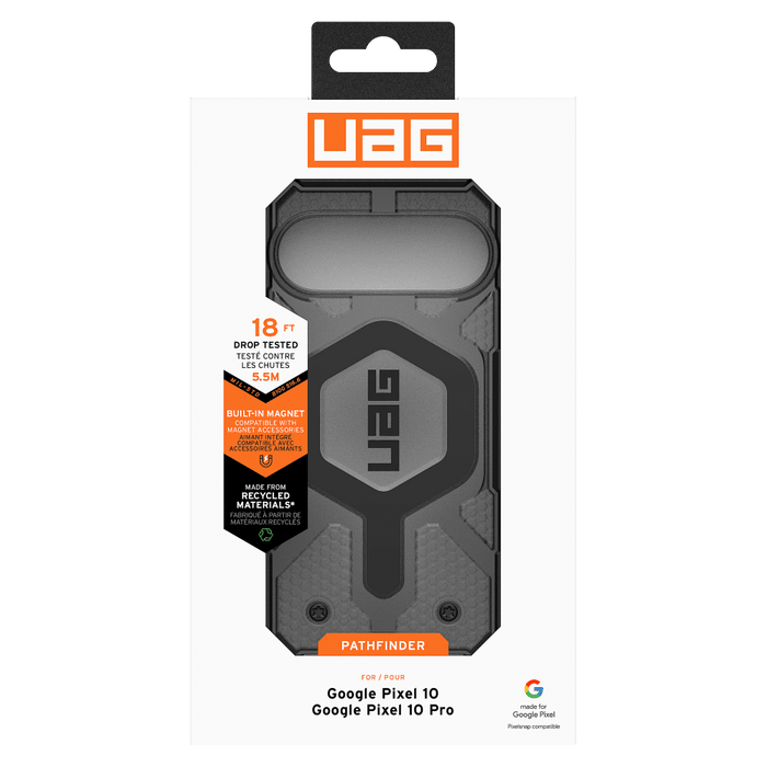 Urban Armor Gear Pathfinder Clear Case with Magnet for Google Pixel 10 / Pixel 10 Pro Gray