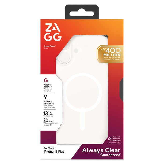 ZAGG Crystal Palace Snap MagSafe Case for Apple iPhone 16 Plus Clear